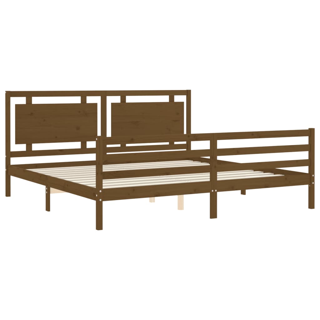 Cadre de lit sans matelas marron miel 200x200 cm bois massif