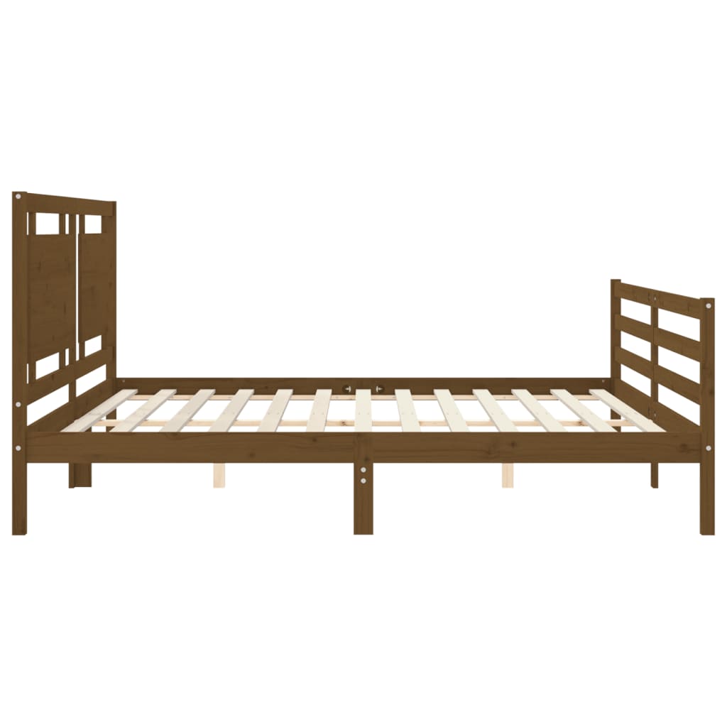 Cadre de lit sans matelas marron miel 200x200 cm bois massif