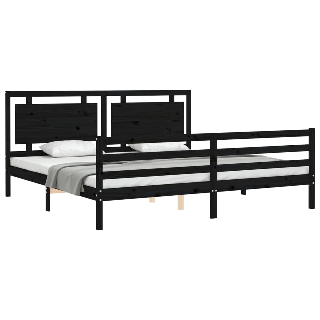 Cadre de lit sans matelas noir 200x200 cm bois massif