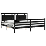 Cadre de lit sans matelas noir 200x200 cm bois massif