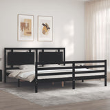 Cadre de lit sans matelas noir 200x200 cm bois massif