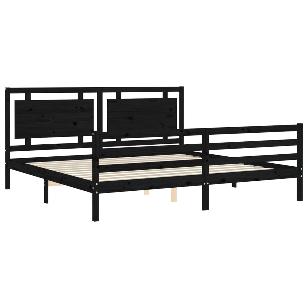 Cadre de lit sans matelas noir 200x200 cm bois massif