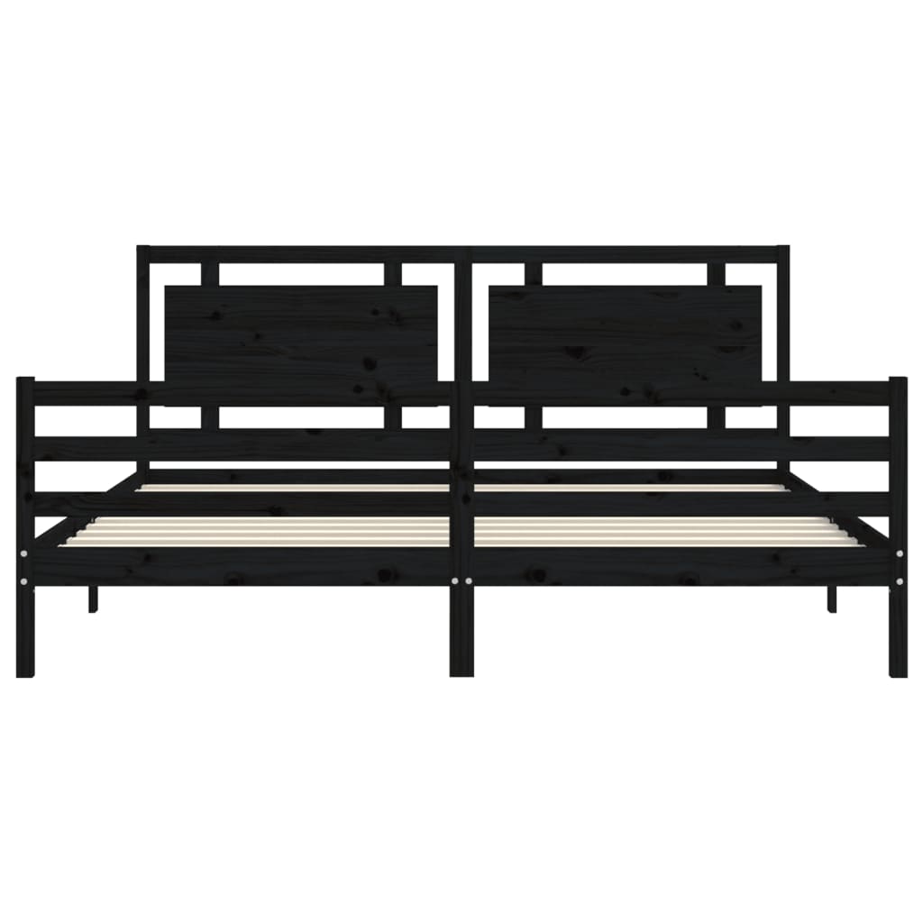 Cadre de lit sans matelas noir 200x200 cm bois massif