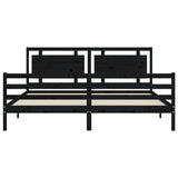 Cadre de lit sans matelas noir 200x200 cm bois massif