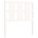 White solid wood bed frame without mattress