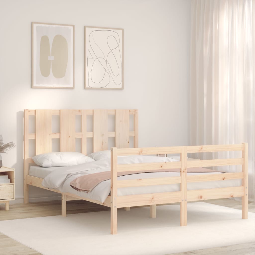 Bed frame without mattress 140x190 cm solid wood