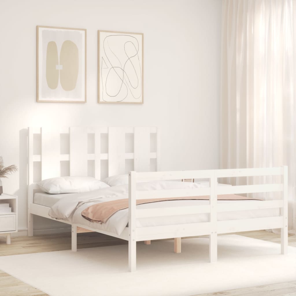 Cadre de lit sans matelas blanc 140x190 cm bois massif