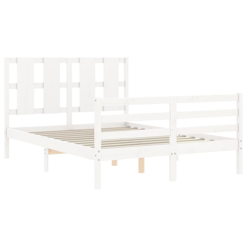 Cadre de lit sans matelas blanc 140x190 cm bois massif