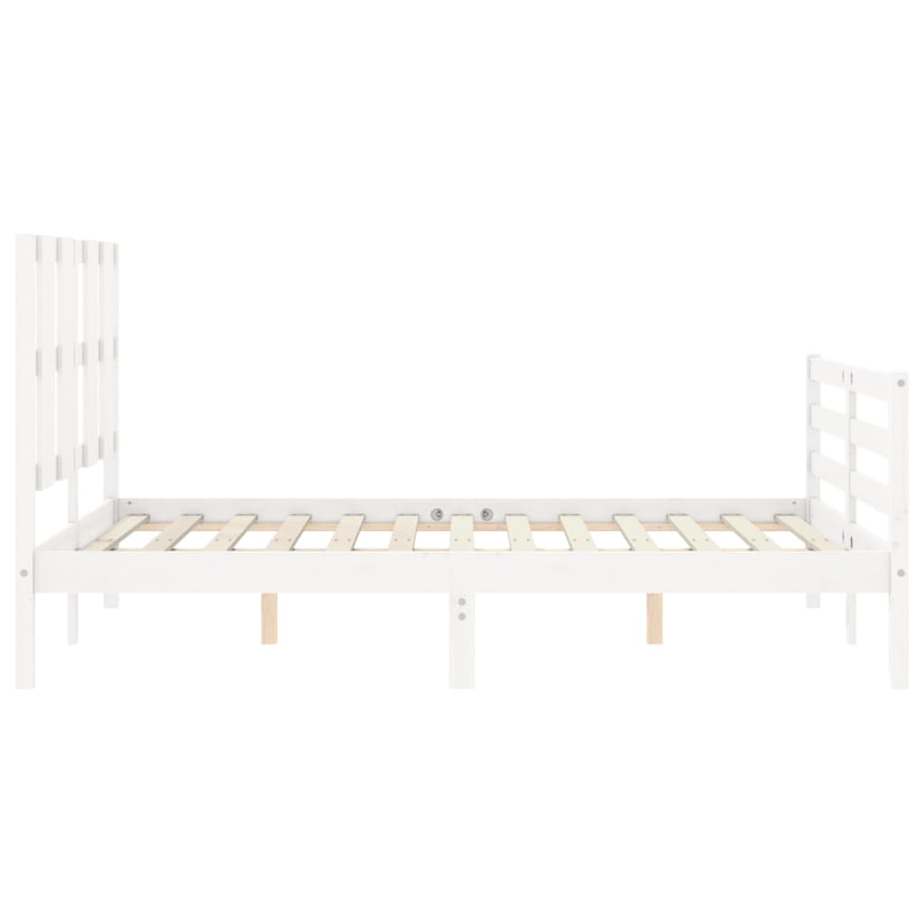 Cadre de lit sans matelas blanc 140x190 cm bois massif