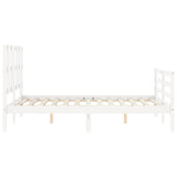 Cadre de lit sans matelas blanc 140x190 cm bois massif