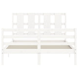 Cadre de lit sans matelas blanc 140x190 cm bois massif