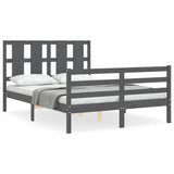 Cadre de lit sans matelas gris 140x190 cm bois massif