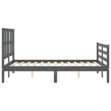 Cadre de lit sans matelas gris 140x190 cm bois massif