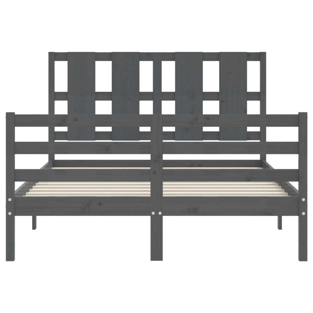 Cadre de lit sans matelas gris 140x190 cm bois massif