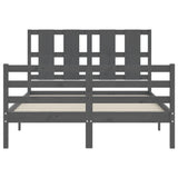 Cadre de lit sans matelas gris 140x190 cm bois massif