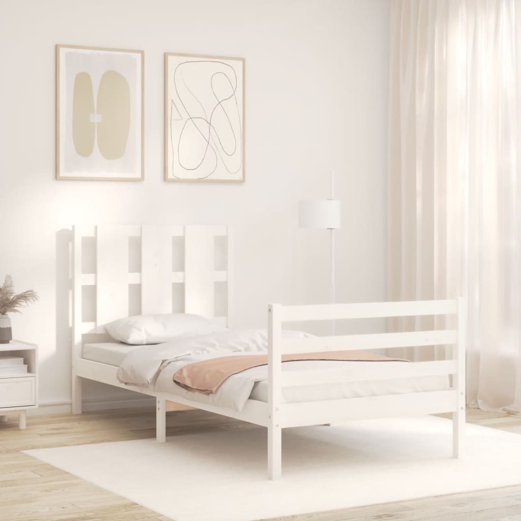 Cadre de lit sans matelas blanc 100x200 cm bois massif