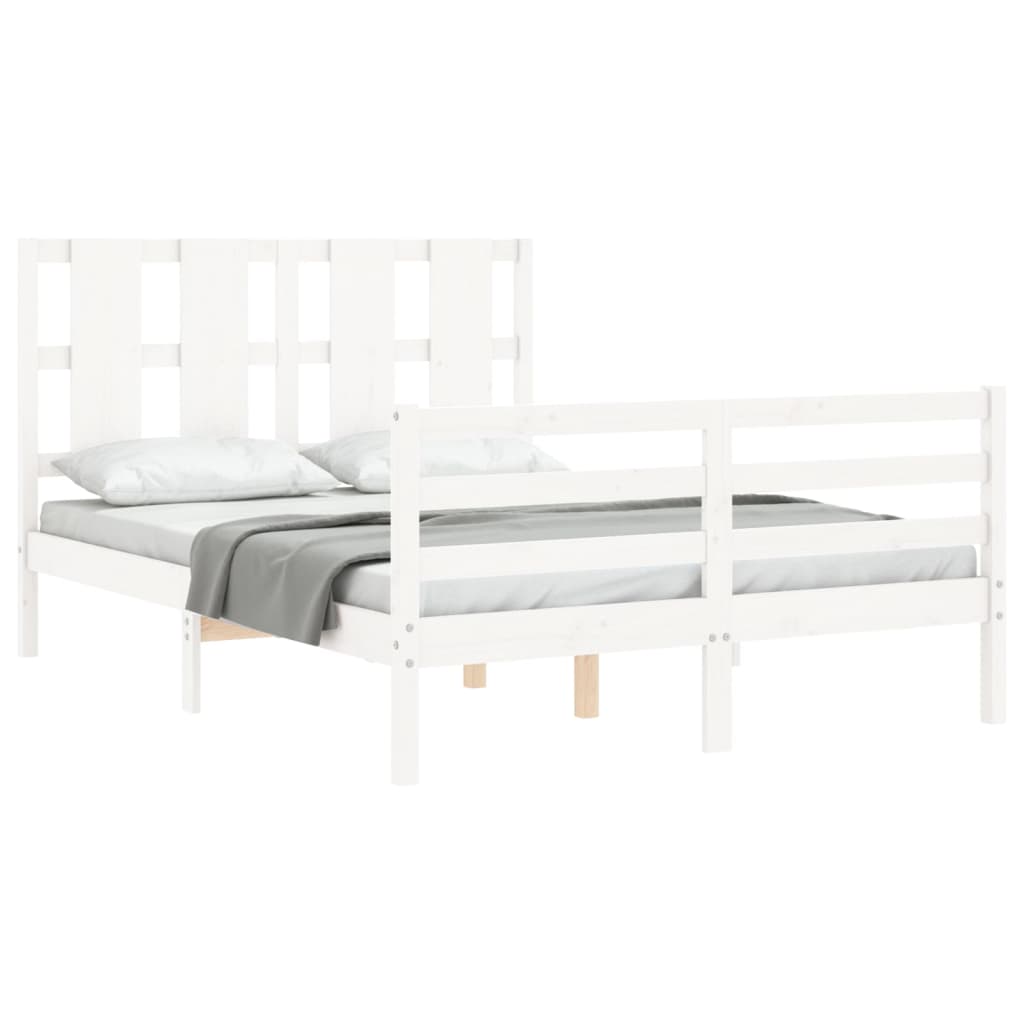 Cadre de lit sans matelas blanc 120x200 cm bois massif