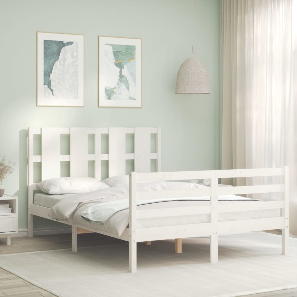 Cadre de lit sans matelas blanc 120x200 cm bois massif