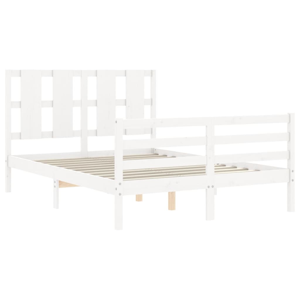 Cadre de lit sans matelas blanc 140x200 cm bois massif