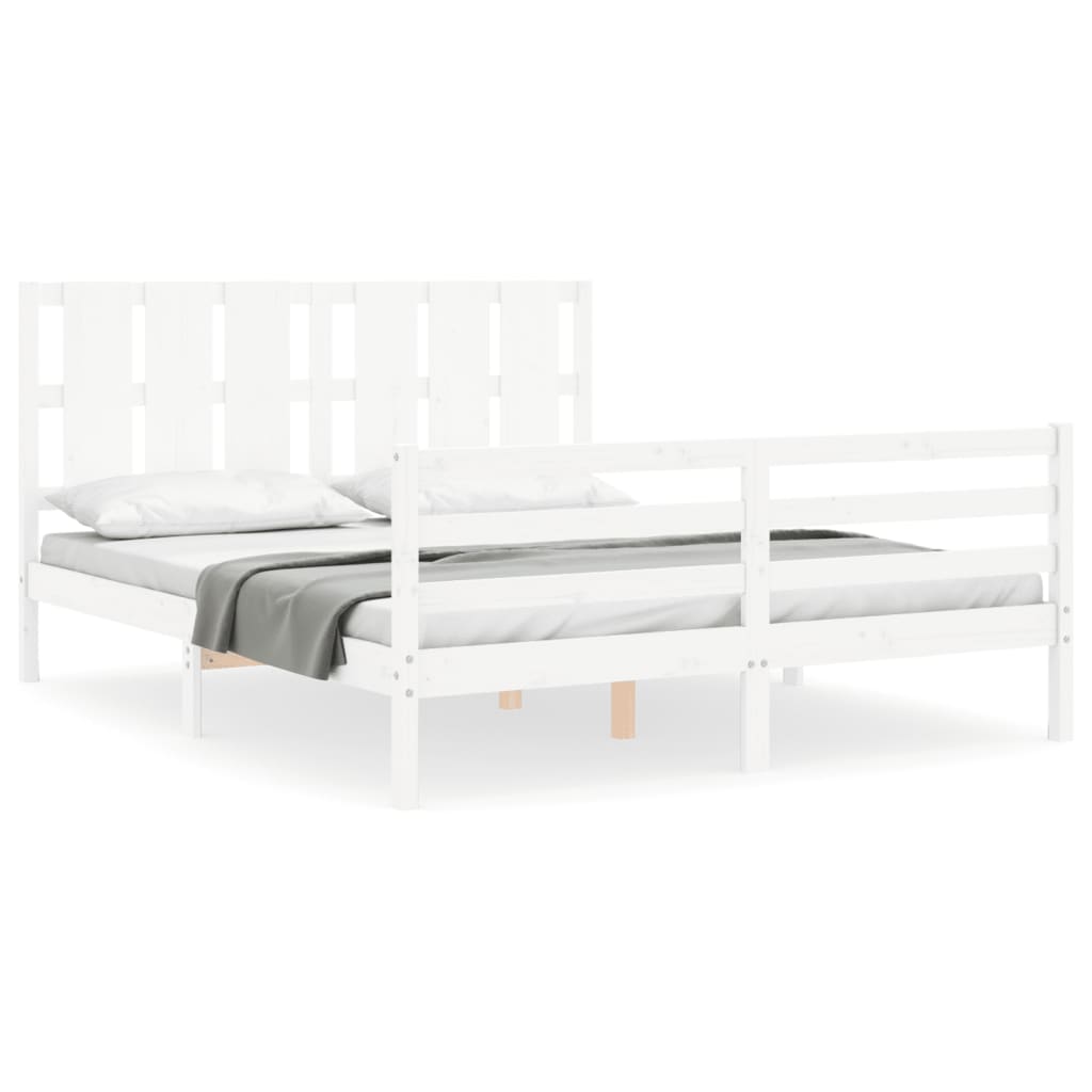 Cadre de lit sans matelas blanc bois de pin massif