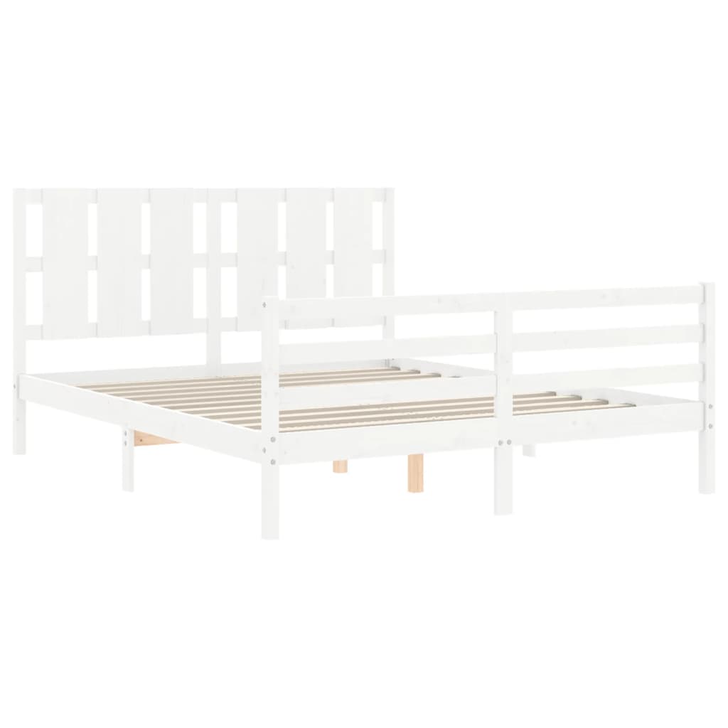 Cadre de lit sans matelas blanc bois de pin massif