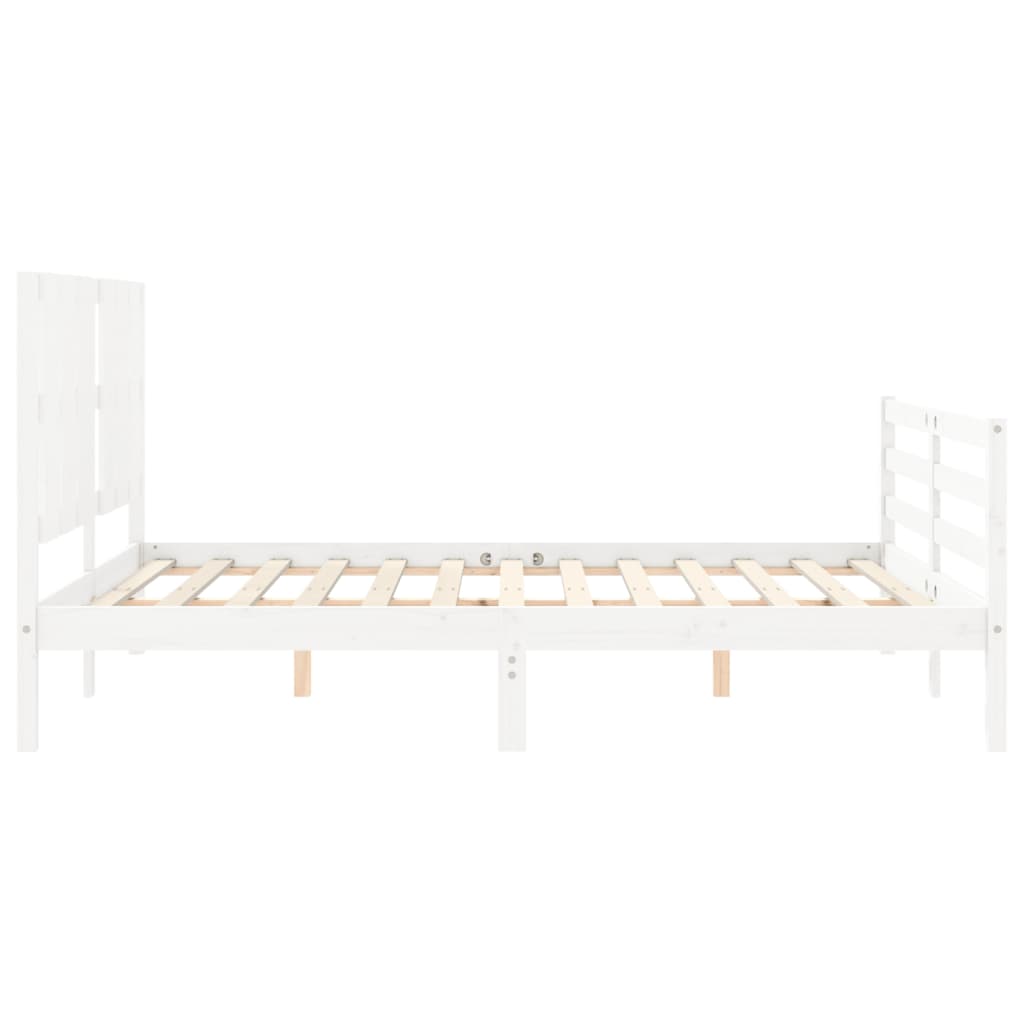 Cadre de lit sans matelas blanc bois de pin massif