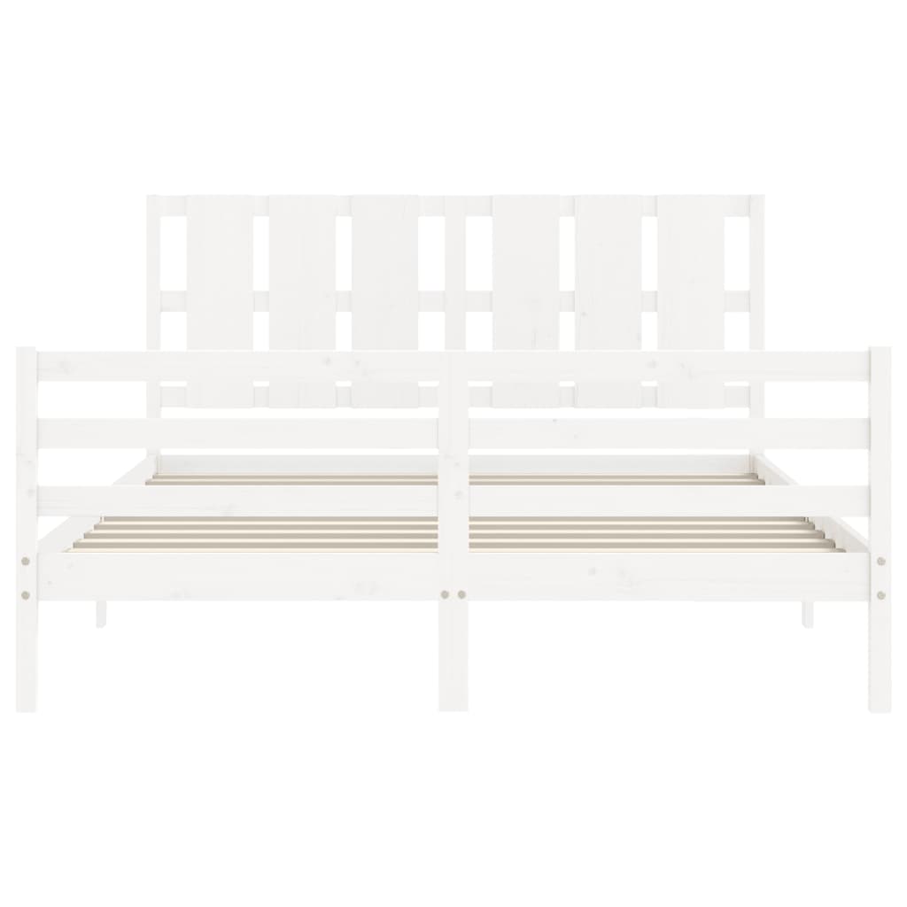 Cadre de lit sans matelas blanc bois de pin massif