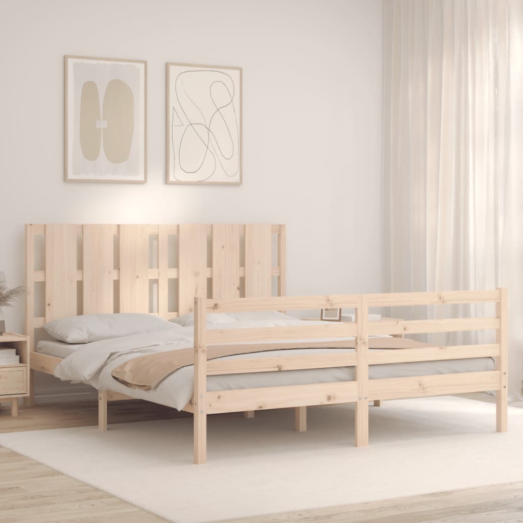 Cadre de lit sans matelas 160x200 cm bois massif