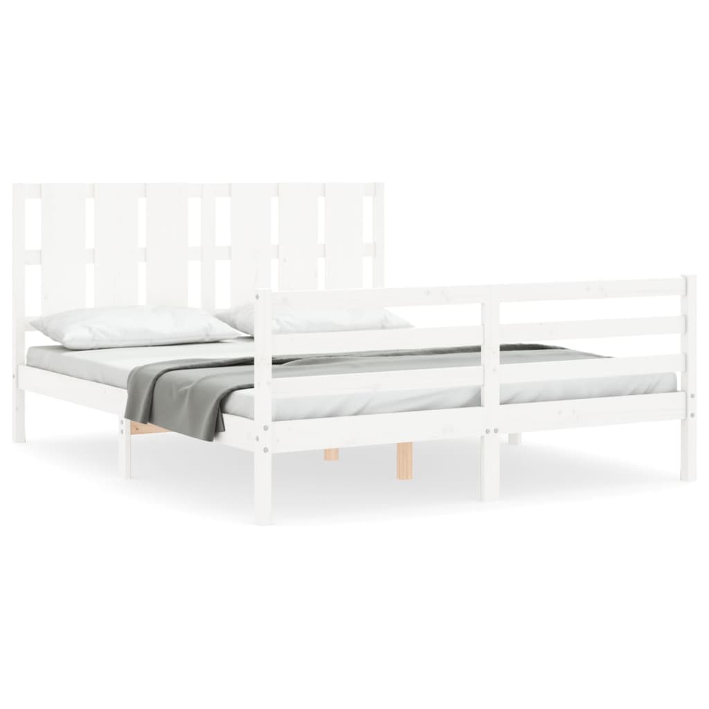 Bed frame without mattress white 160x200 cm solid wood