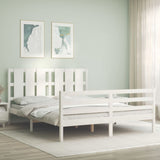 Bed frame without mattress white 160x200 cm solid wood