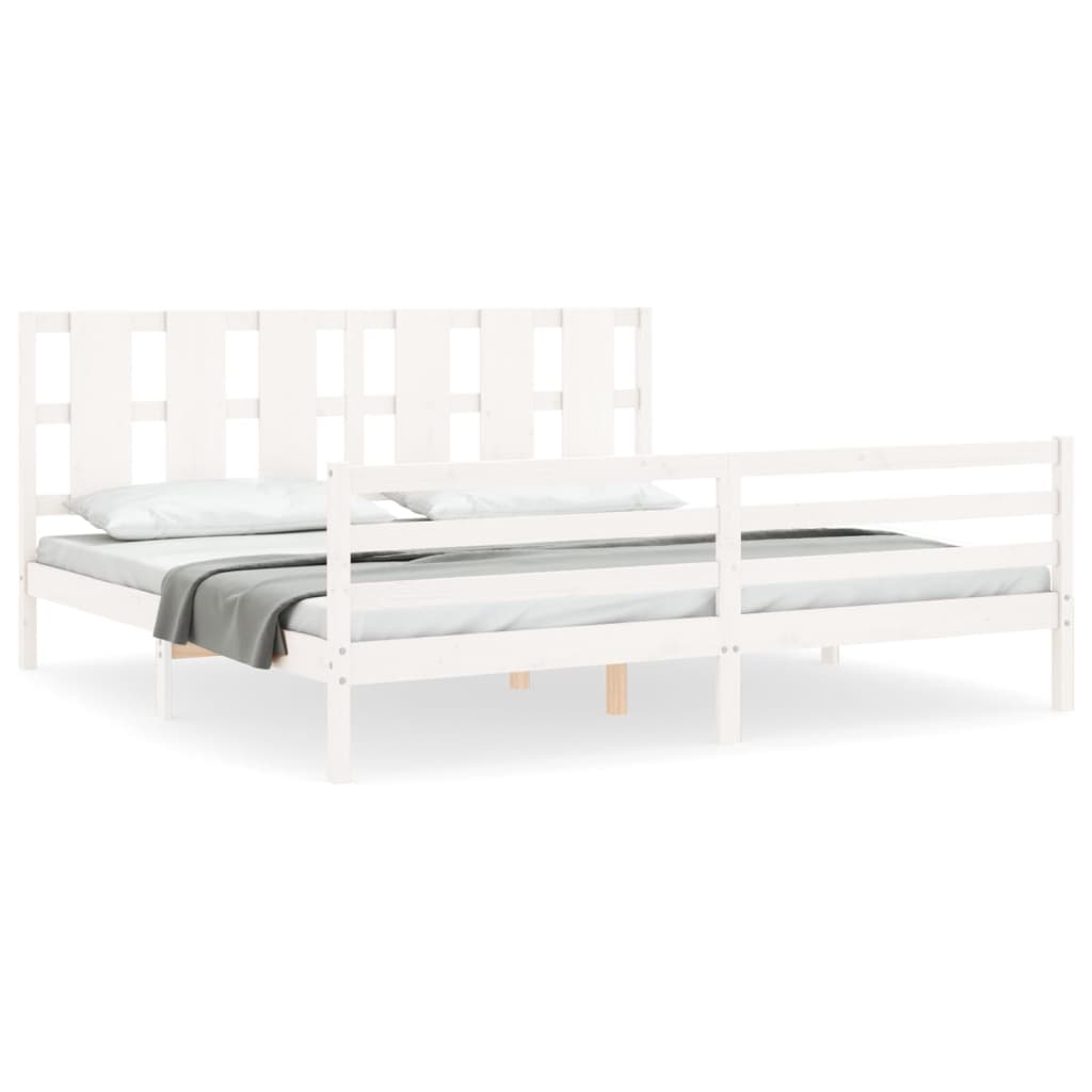 Cadre de lit sans matelas blanc bois massif