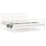 Cadre de lit sans matelas blanc bois massif