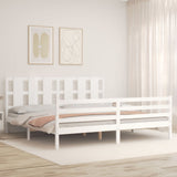 Cadre de lit sans matelas blanc bois massif