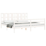 Cadre de lit sans matelas blanc bois massif