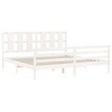 Cadre de lit sans matelas blanc bois massif