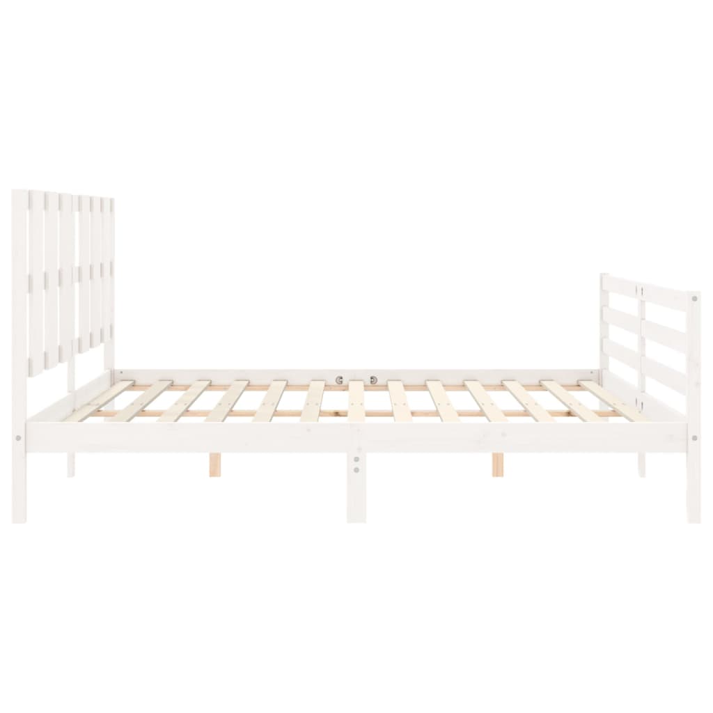 Cadre de lit sans matelas blanc bois massif