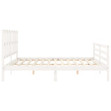 Cadre de lit sans matelas blanc bois massif