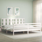 Cadre de lit sans matelas blanc bois massif