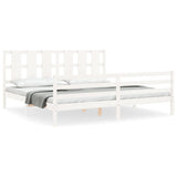 Cadre de lit sans matelas blanc 200x200 cm bois massif