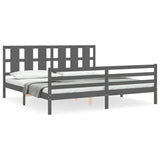 Cadre de lit sans matelas gris 200x200 cm bois massif