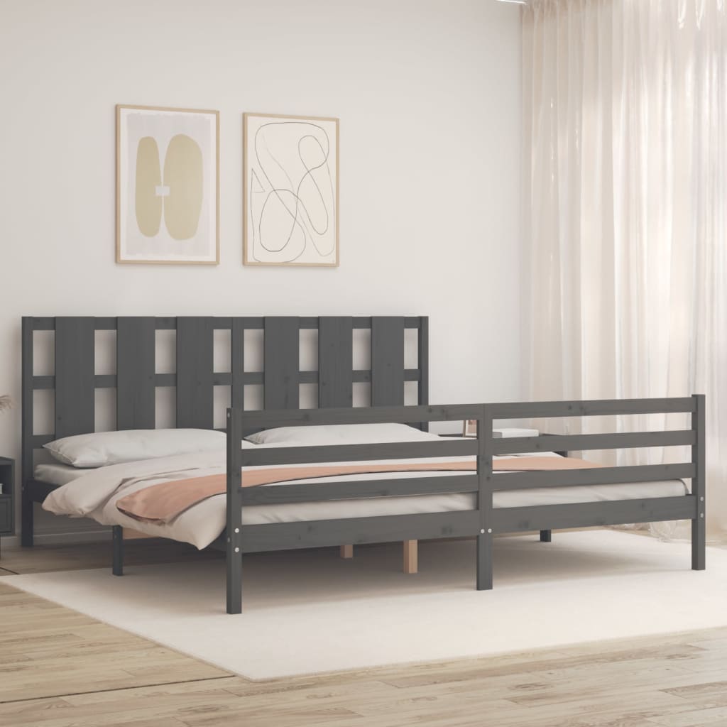 Bed frame without mattress gray 200x200 cm solid wood