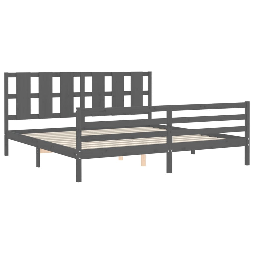 Cadre de lit sans matelas gris 200x200 cm bois massif