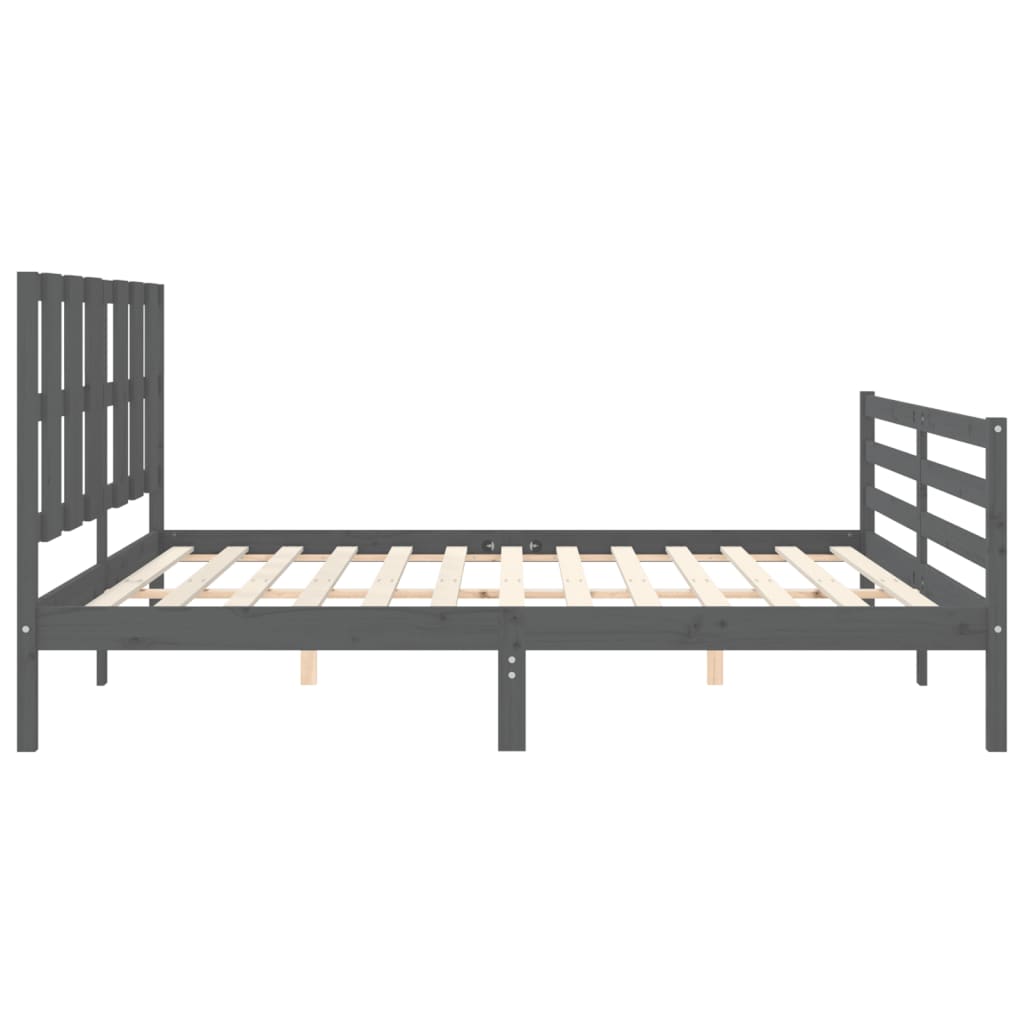 Cadre de lit sans matelas gris 200x200 cm bois massif