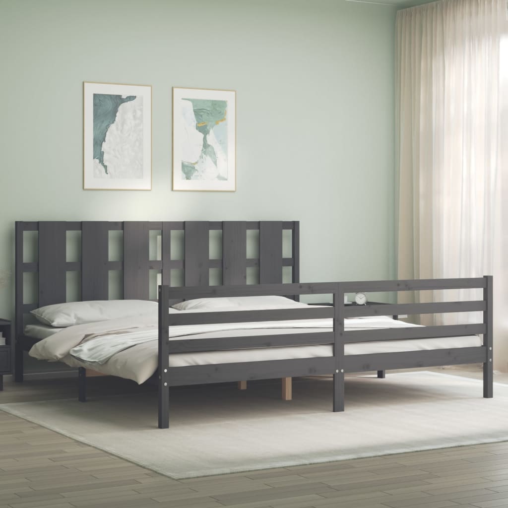 Bed frame without mattress gray 200x200 cm solid wood