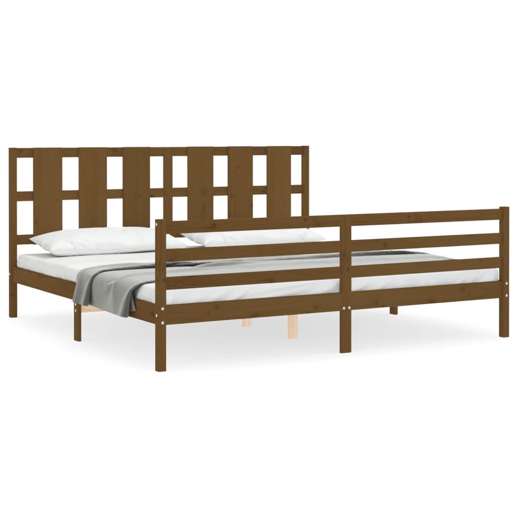 Cadre de lit sans matelas marron miel 200x200 cm bois massif