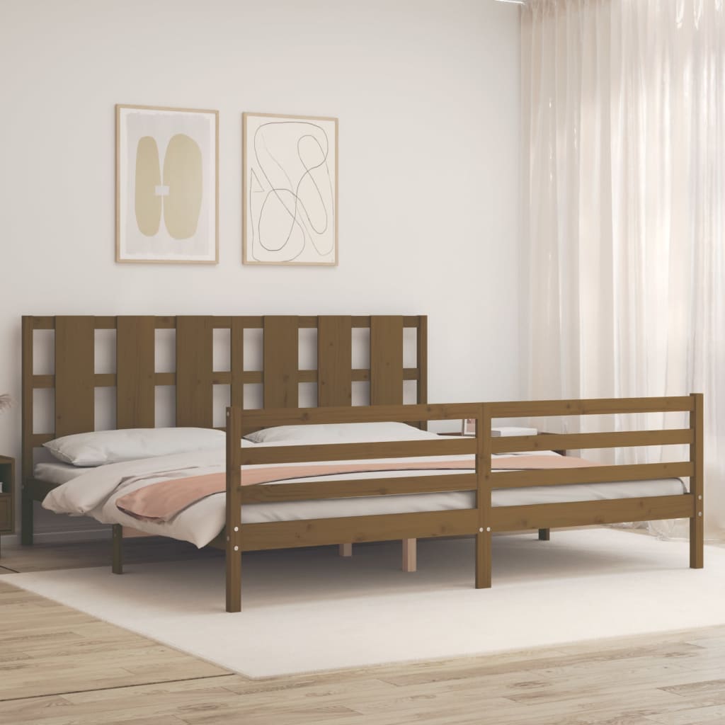 Cadre de lit sans matelas marron miel 200x200 cm bois massif