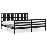 Cadre de lit sans matelas noir 200x200 cm bois massif