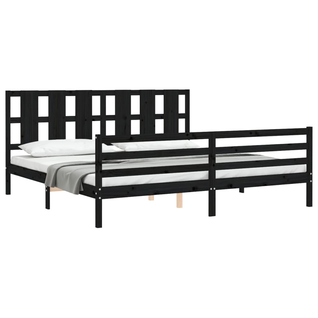 Cadre de lit sans matelas noir 200x200 cm bois massif