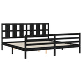 Cadre de lit sans matelas noir 200x200 cm bois massif