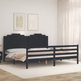 Cadre de lit sans matelas noir 200x200 cm bois massif